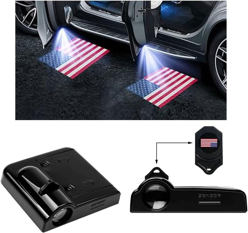 GLSOWEE Car Door Lights Logo Projector, Wireless Car Door Logo Light, LED Welcome Courtesy Light Ghost Shadow Projector Lamp, Holeless Magnet Sensor Light Accessories - Image 1